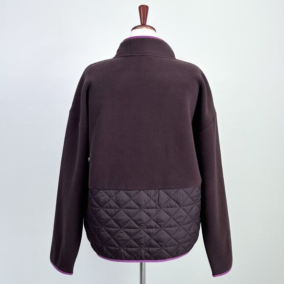 Peloton Fleece Brown Quarter-Snap Brown Quilted Pullover - Picture 7 of 9
